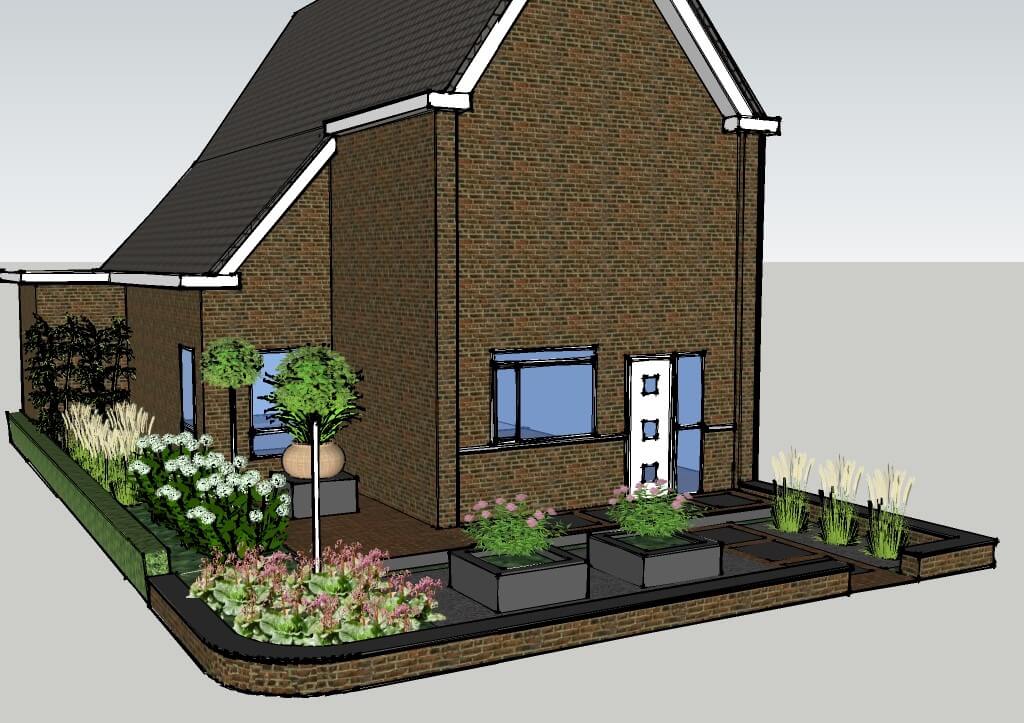 strakke voortuin met grind
