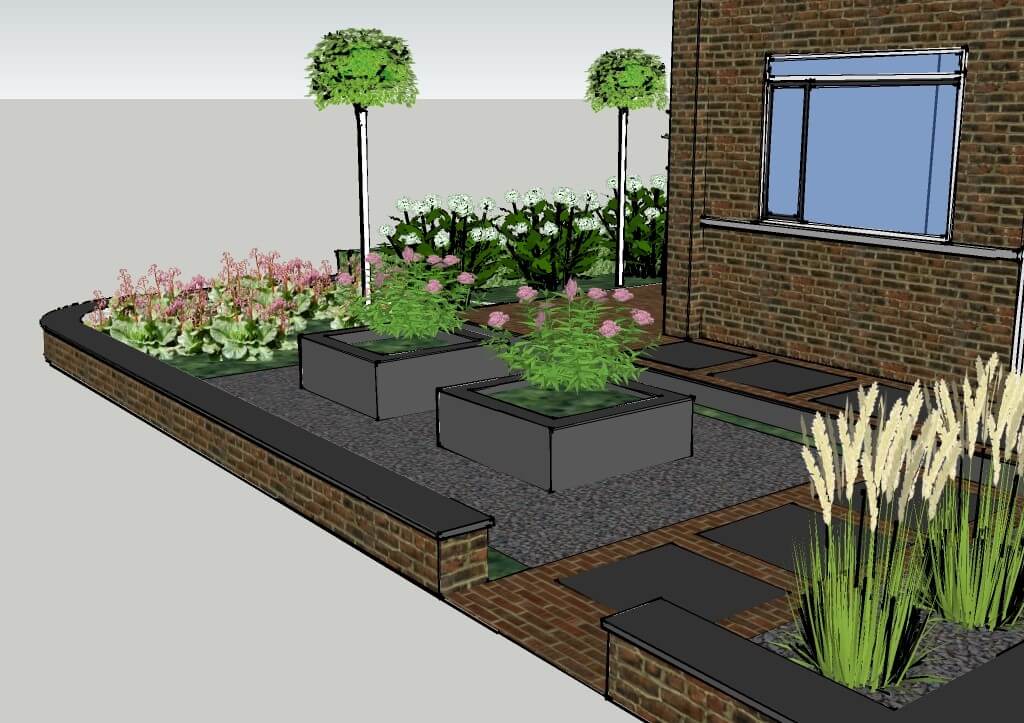 strakke voortuin met grind