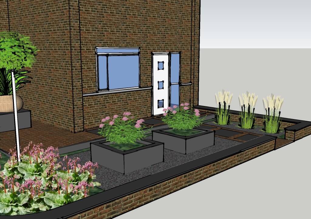 strakke voortuin met grind